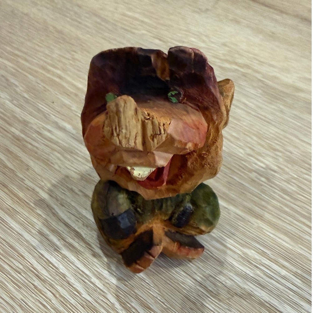 Vintage Henning Hand Carved Wood Folk Art Troll Norway 3.25" Buck Tooth Figure
